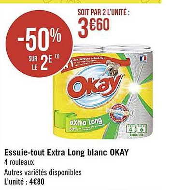 essuie-tout extra long blanc okay