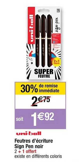 feutres d'écriture sign pen noir uni-ball
