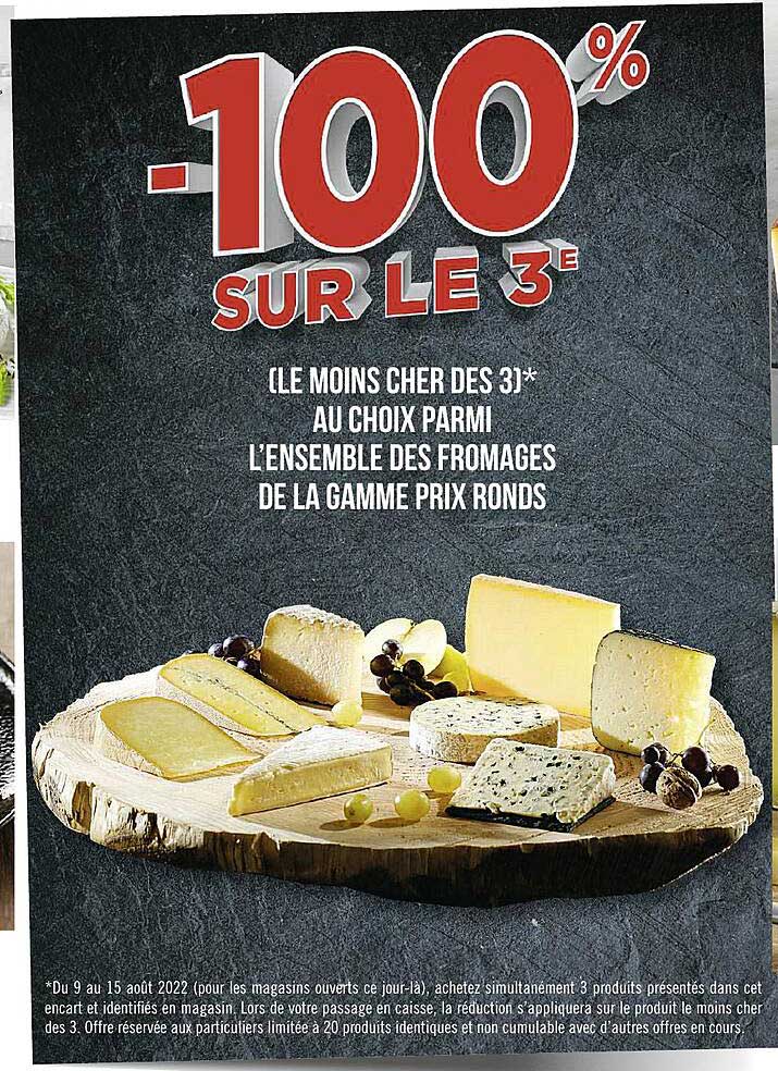 fromages de la gamme prix ronds