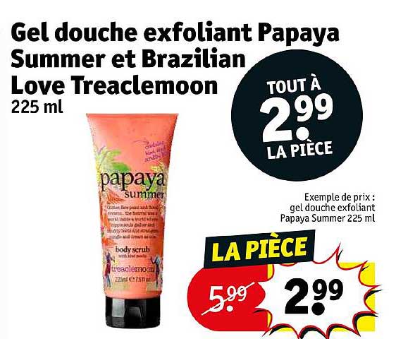 gel douche exfoliant papaya summer et brazilian love treaclemoon
