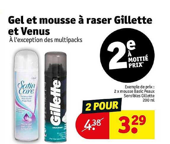 gel et mousse à raser gillette et venus