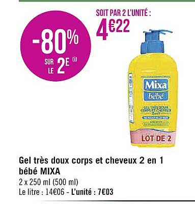 gel très doux corps et cheveux 2 en 1 bébé mixa