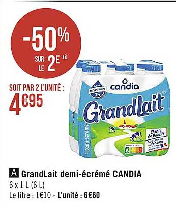 grandLait demi-écrémé candia