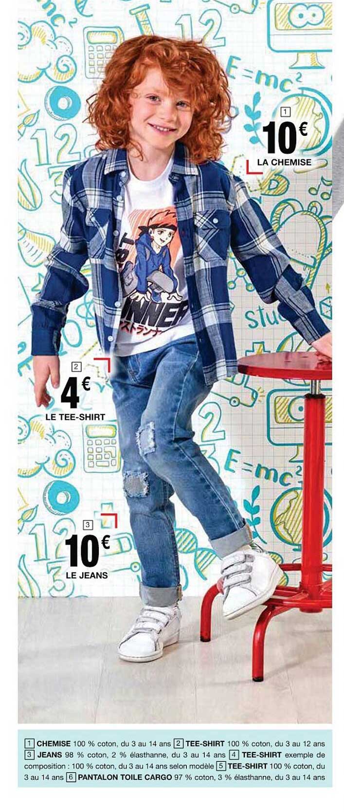 la chemise, le tee-shirt, le jeans