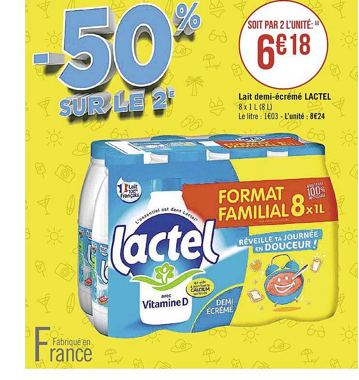 lait demi-écrémé lactel