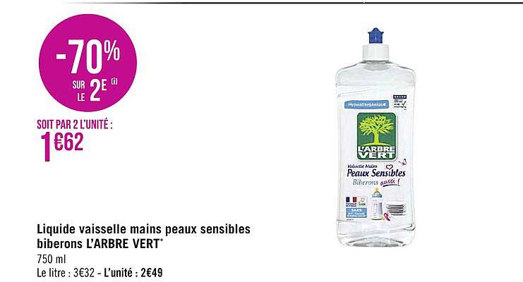 liquide vaisselle mains peaux sensibles biberons l'arbre vert