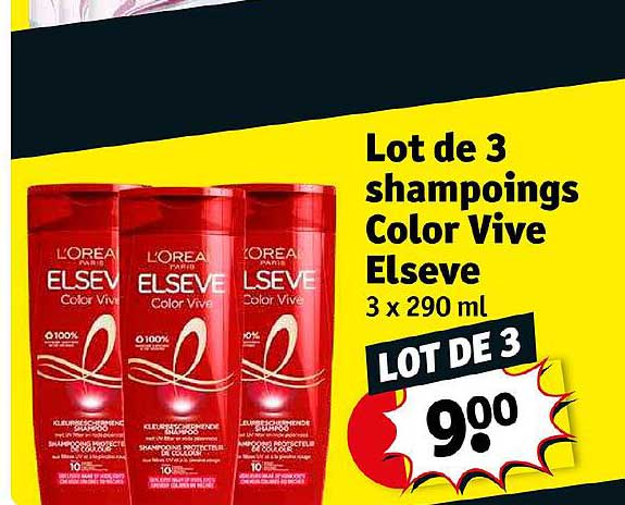 lot de 3 shampoings color vive elsève