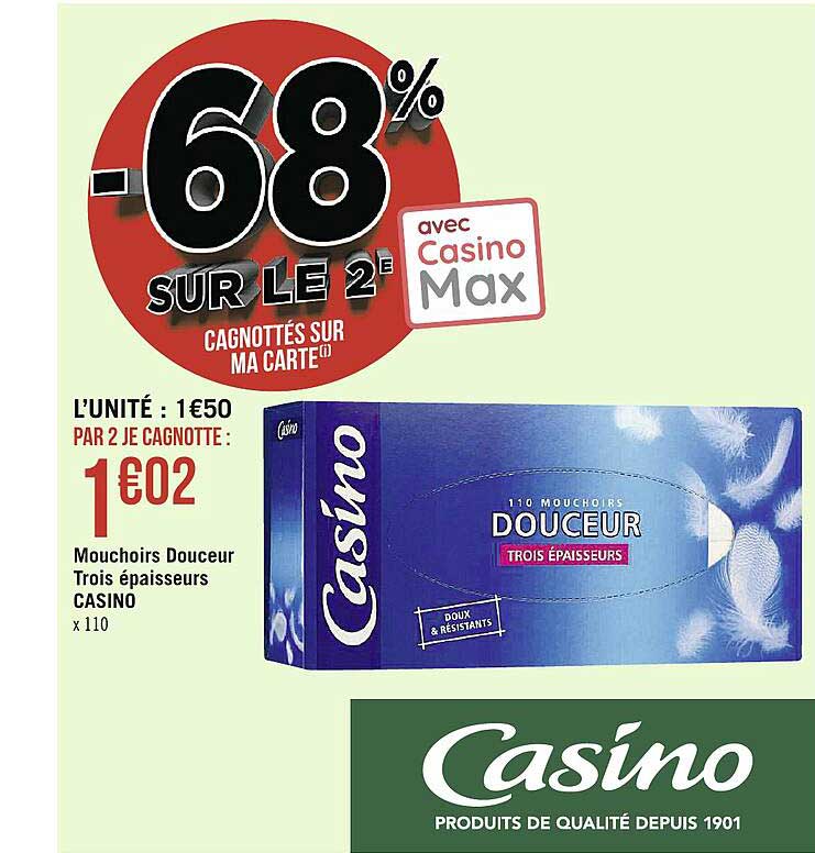 mouchoirs douceur trois épaisseurs casino