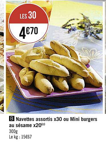 navettes assortis x30 ou mini burgers au sésame x20