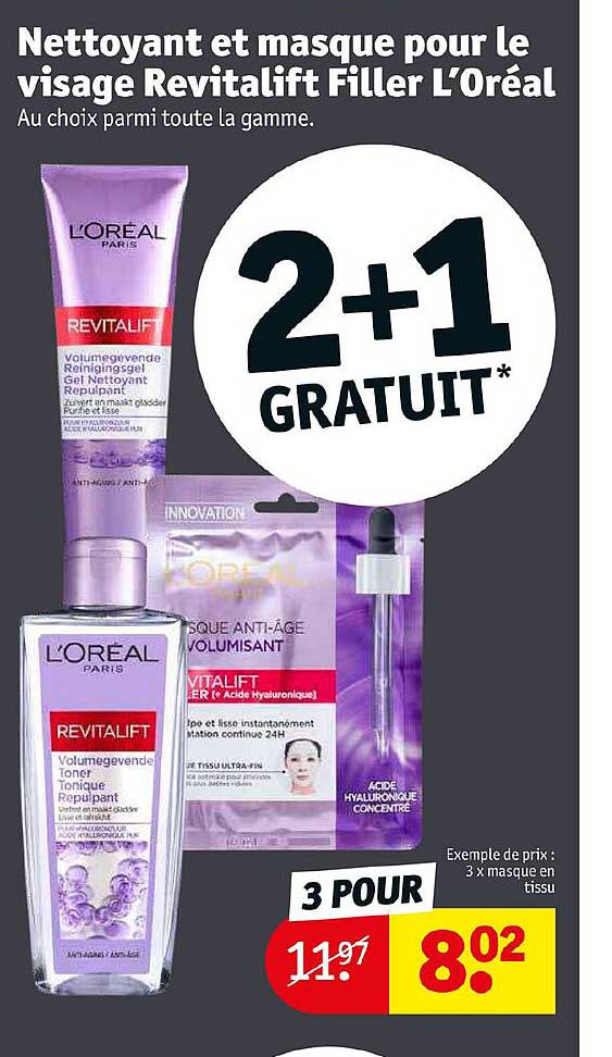 nettoyant et masque pour le visage revitalift filler l'oréal