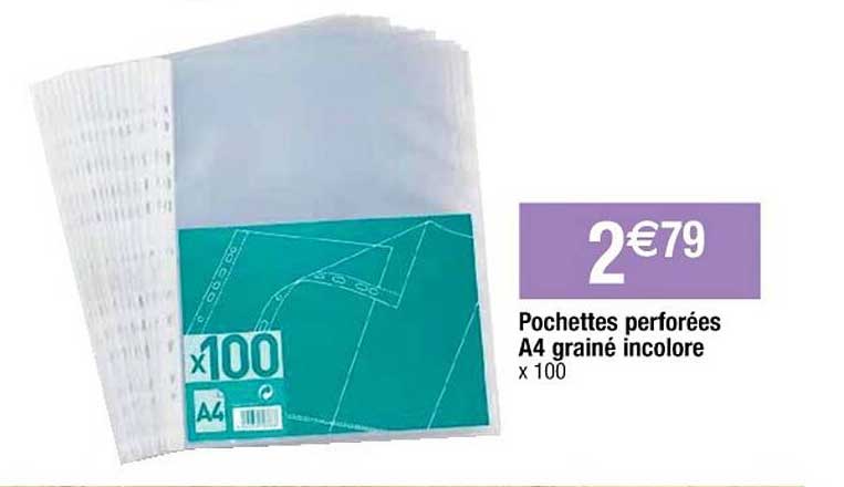pochettes perforées a4 grainé incolore
