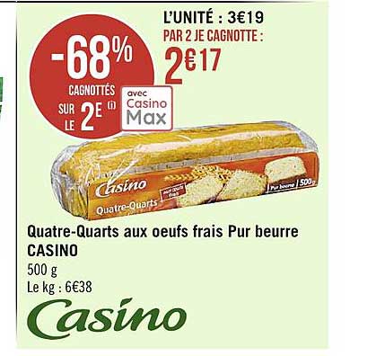 quatre-quarts aux oeufs frais pur beurre casino
