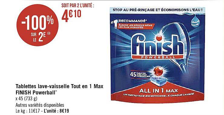tablettes lave-vaisselle tout en 1 max finish powerball