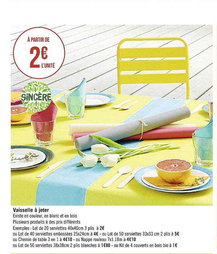 Vaisselle à Jeter Sincère