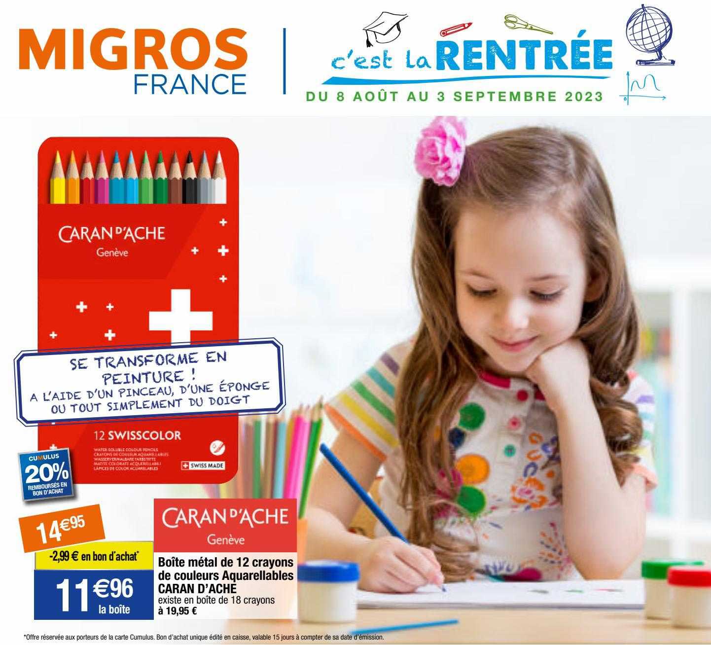 boîte métal de 12 crayons de couleurs aquarellables caran d'ache