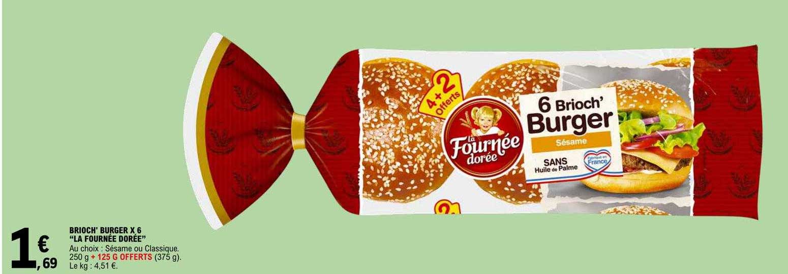brioch' burger x 6 "la fournée dorée"