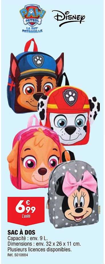 sac à dos paw patrol, disney