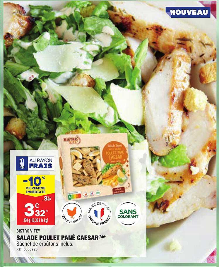 salade poulet pané caesar bistro vite