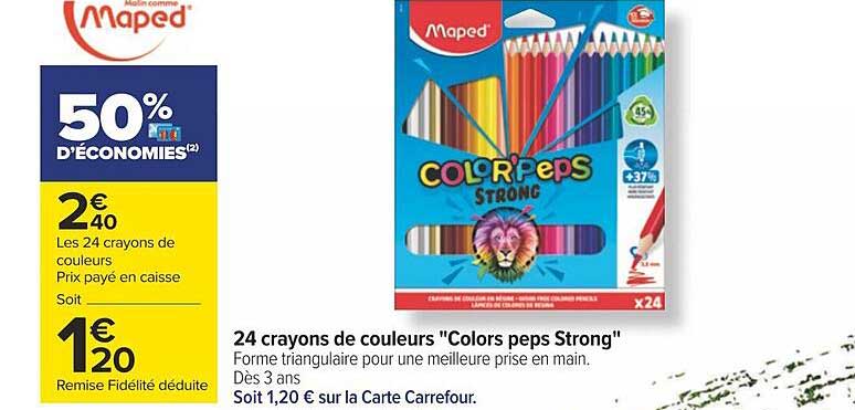 24 crayons de couleurs "colors peps strong" maped