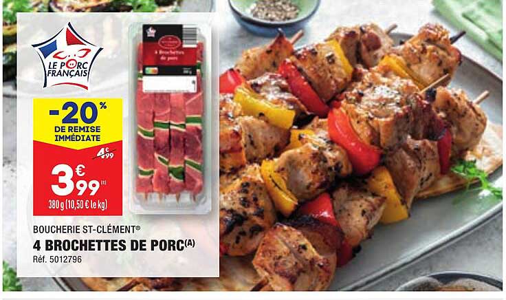 4 Brochettes De Porc Boucherie St-clément
