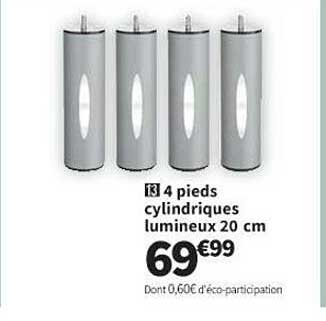 4 pieds cylindriques lumineux 20 cm