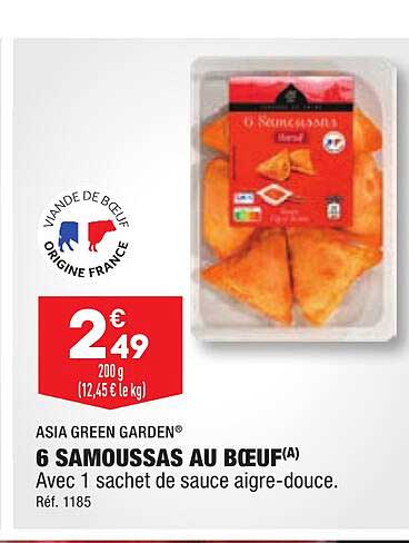 6 samoussas au bœuf asia green garden