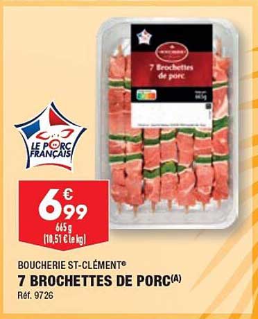 7 Brochettes De Porc Boucherie St-clément