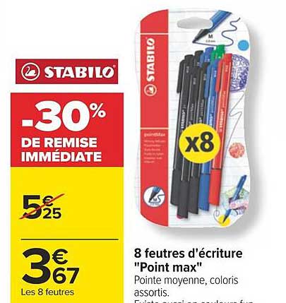 8 feutres d'écriture "point max" stabilo