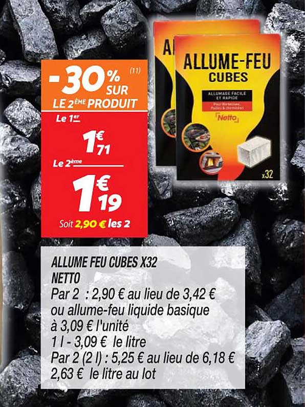 allume feu cubes x 32 netto