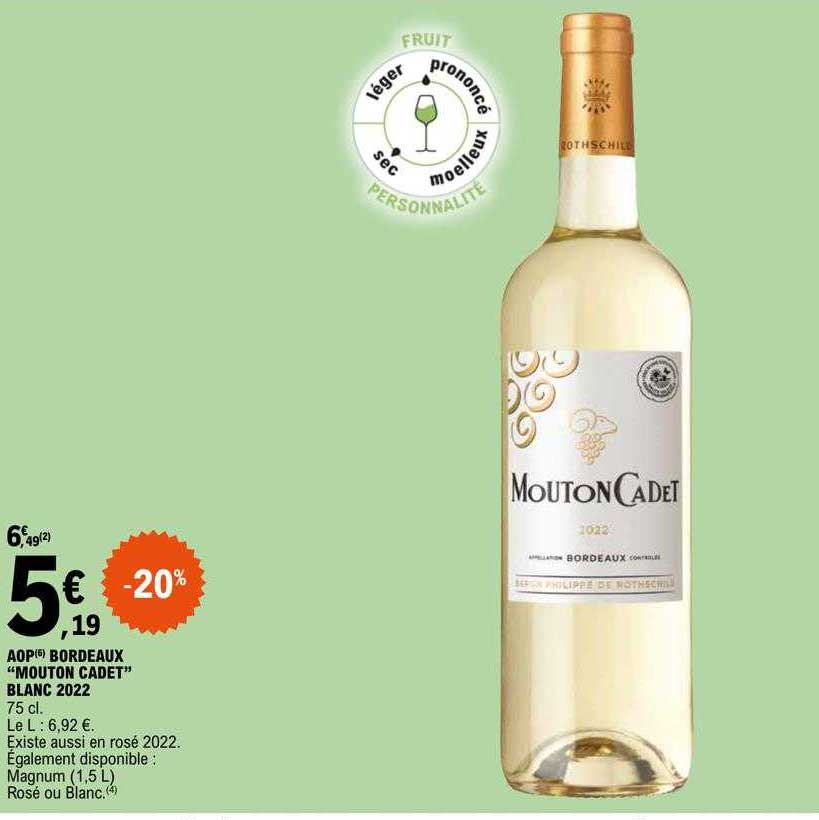 aop bordeaux "mouton cadet" blanc 2022