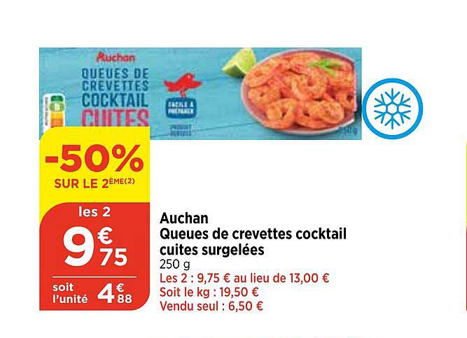 Auchan Queues De Crevettes Cocktail Cuites Surgelées