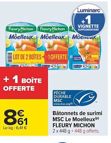 bâtonnets de surimi msc le moelleux fleury michon