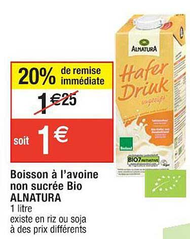 boisson à l'avoine non sucrée bio alnatura