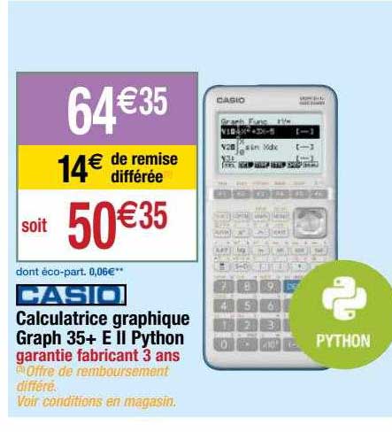 calculatrice graphique graph 35+e II python casio