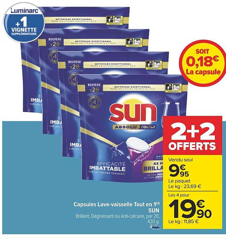 capsules lave-vaisselle tout en 1 sun