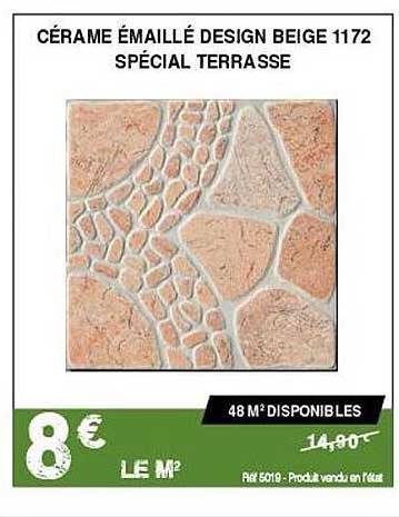 cérame émaillé design beige 1172 spécial terrasse
