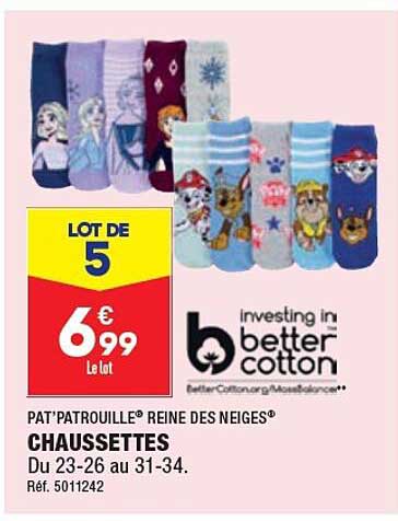 chaussettes pat'patrouille, reine des neiges