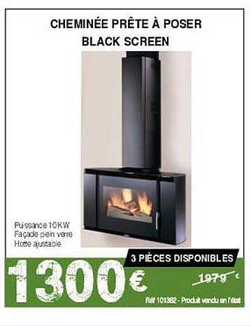 cheminée prête à poser black screen