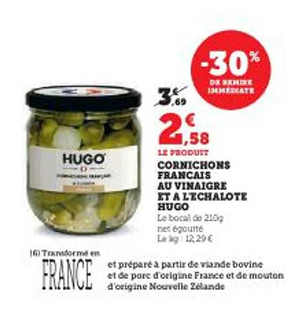 cornichons français au vinaigre et à l'échalote hugo