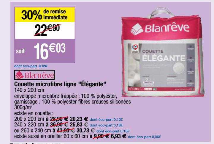 couette microfibre ligne "élégante" blan rêve