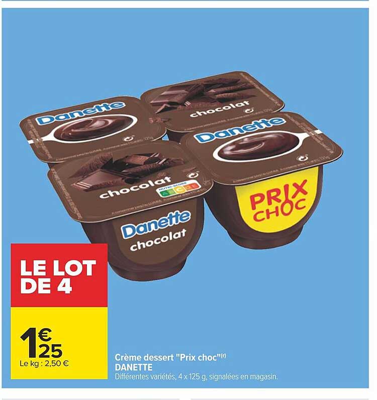 crème dessert "prix choc" danette
