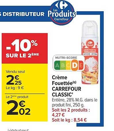 Crème Fouettée Carrefour Classic'