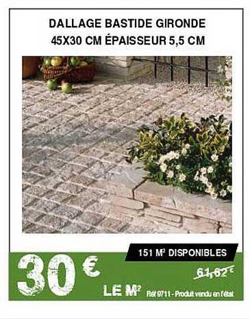 dallage bastide gironde 45 x 30 cm épaisseur 5,5 cm