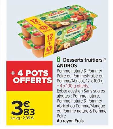 Desserts Fruitier Andros