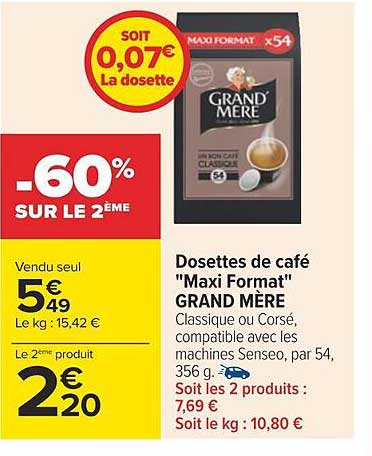 dosettes de café "maxi format" grand mère