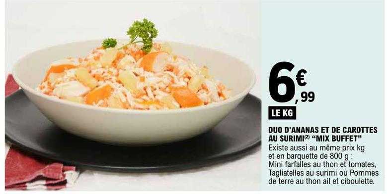duo d'ananas et de carottes au surimi "mix buffet"