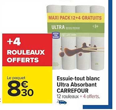 essuie-tout blanc ultra absorbant carrefour