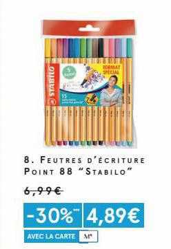feutres d'écriture point 88 "stabilo"
