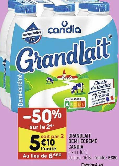 grand lait demi-écrémé candia