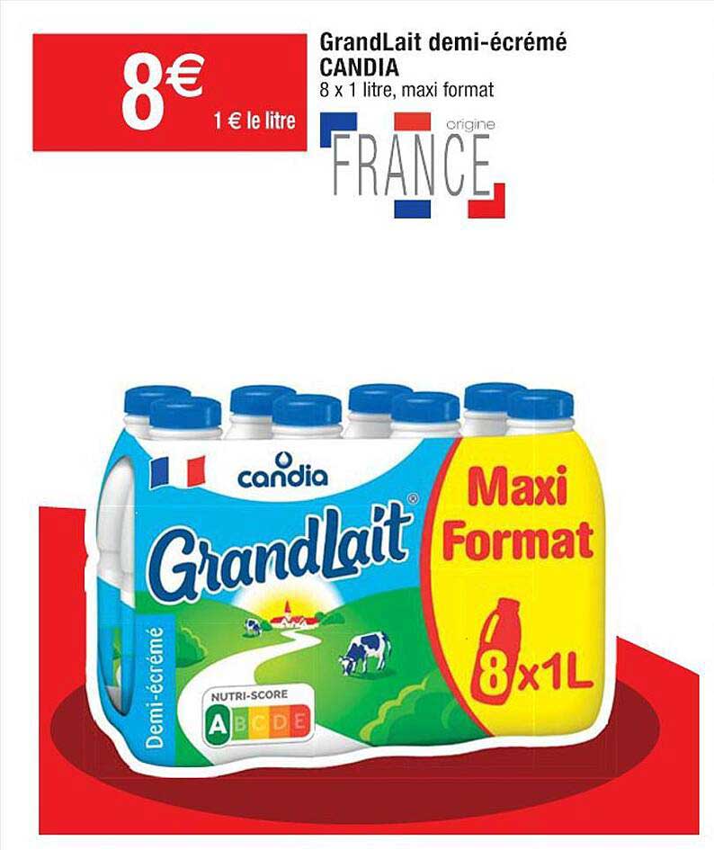 grandLait demi-écrémé candia